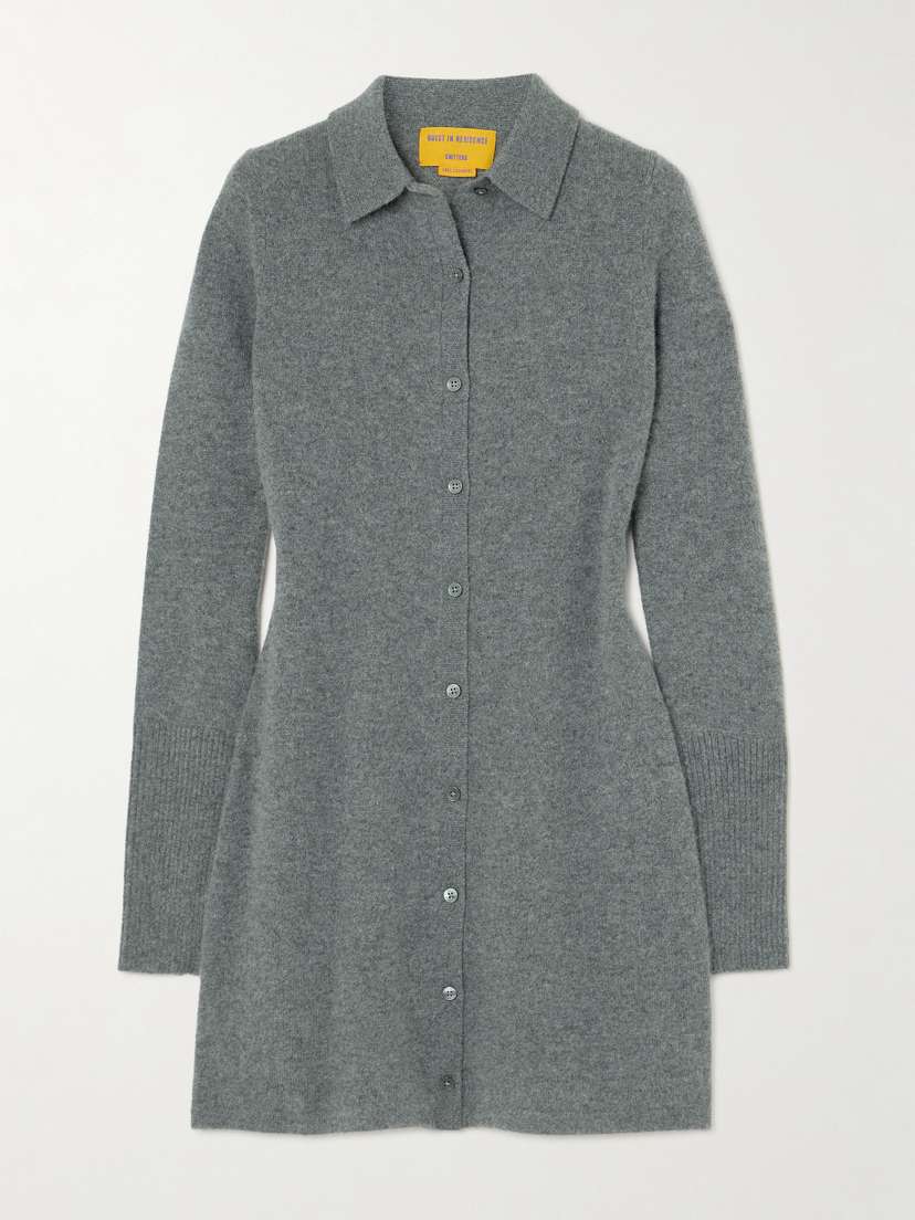 Guest In Residence Showtime Cashmere Mini Shirt Dress
