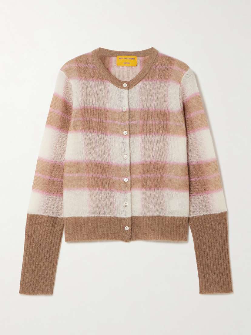 Guest In Residence Shadow Striped Wool, Silk And Cashmere-blend Cardigan