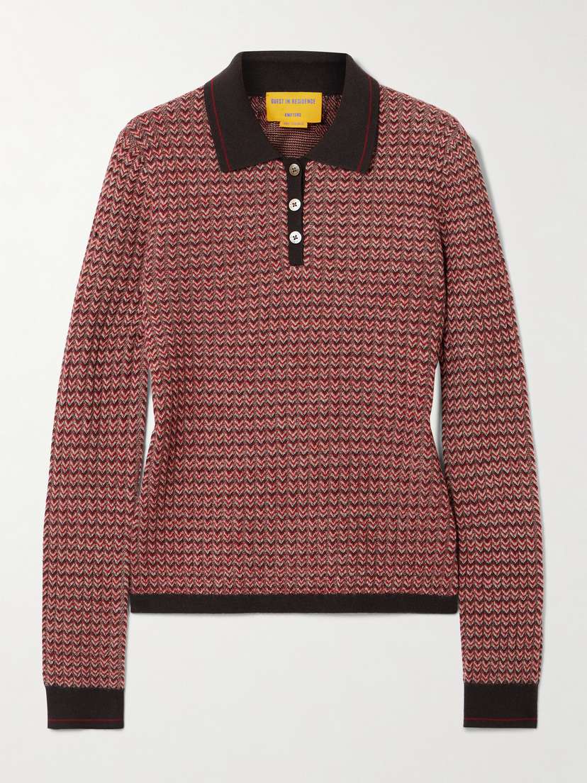 Guest In Residence Striped Cashmere Polo Shirt
