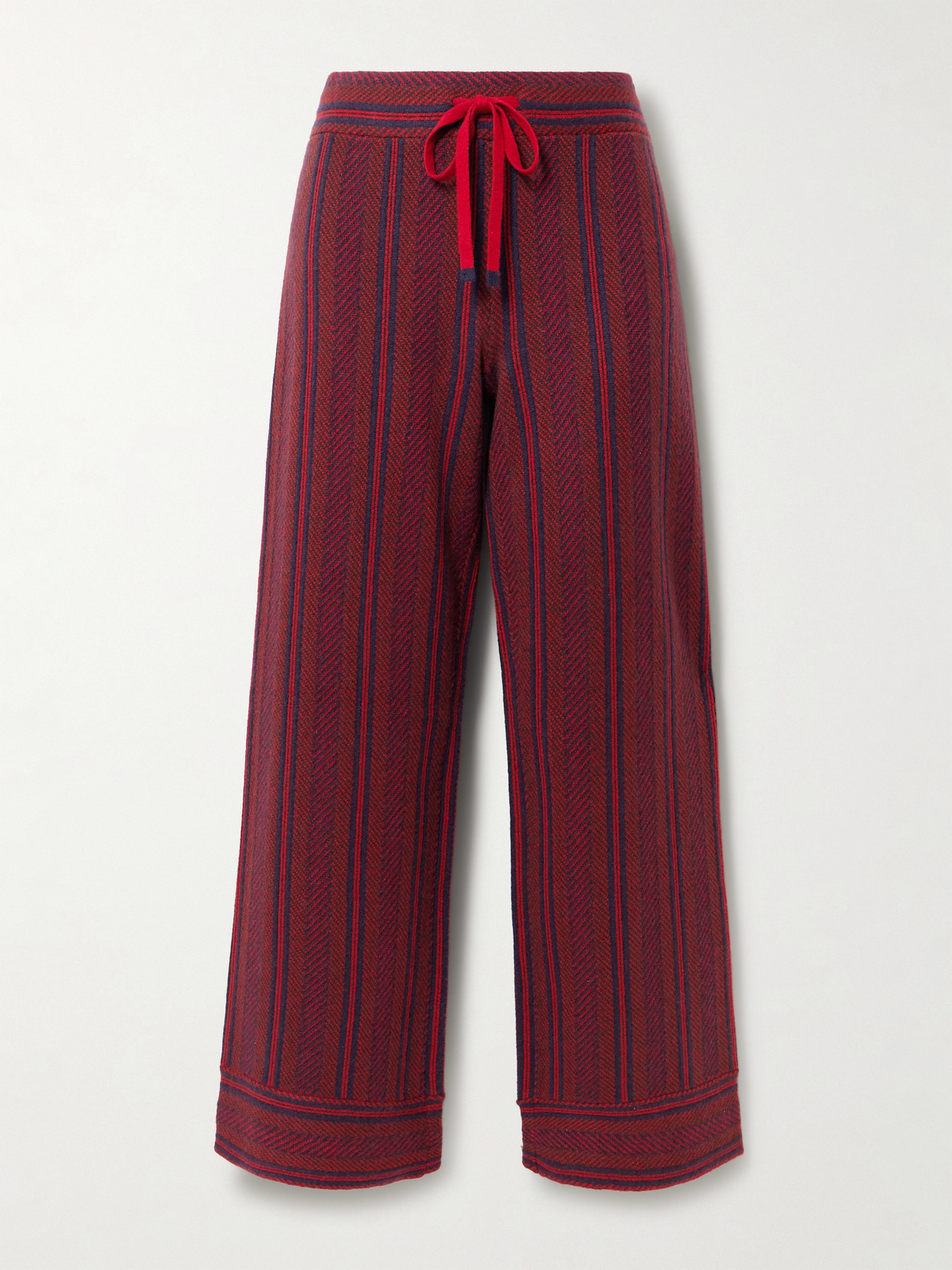 Guest In Residence Striped Cashmere Wide-leg Sweatpants In Red