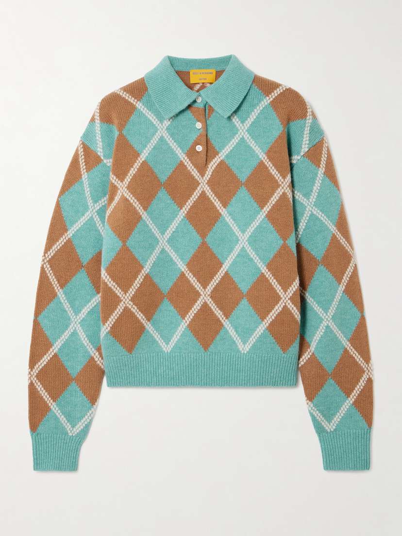 Guest In Residence Argyle Wool-blend Sweater