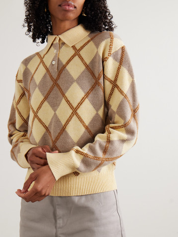 Guest In Residence Argyle wool-blend sweater