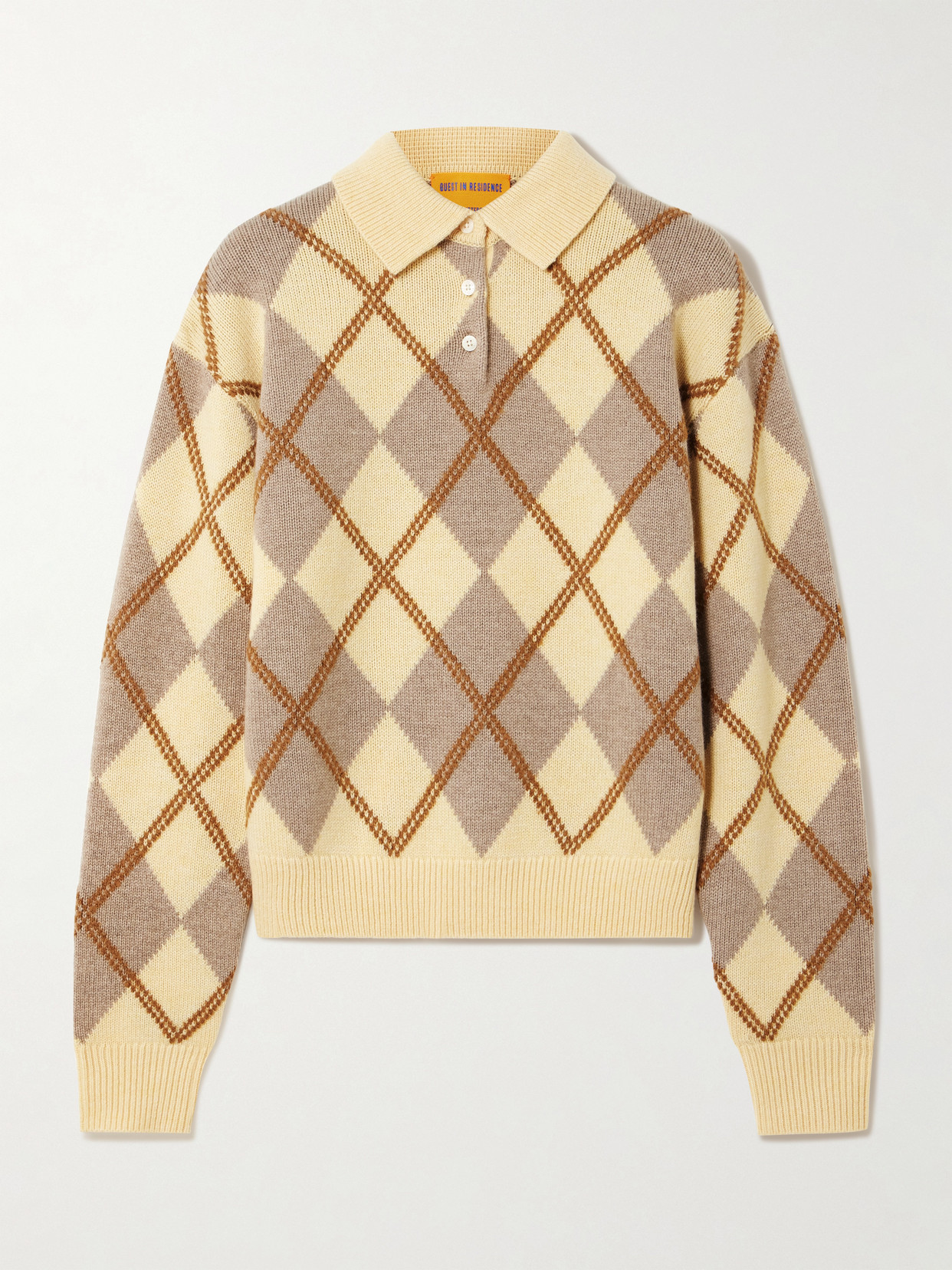 Guest In Residence Argyle Wool-blend Sweater In Yellow
