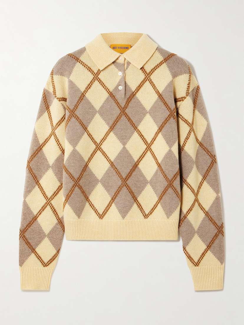 Guest In Residence Argyle Wool-blend Sweater