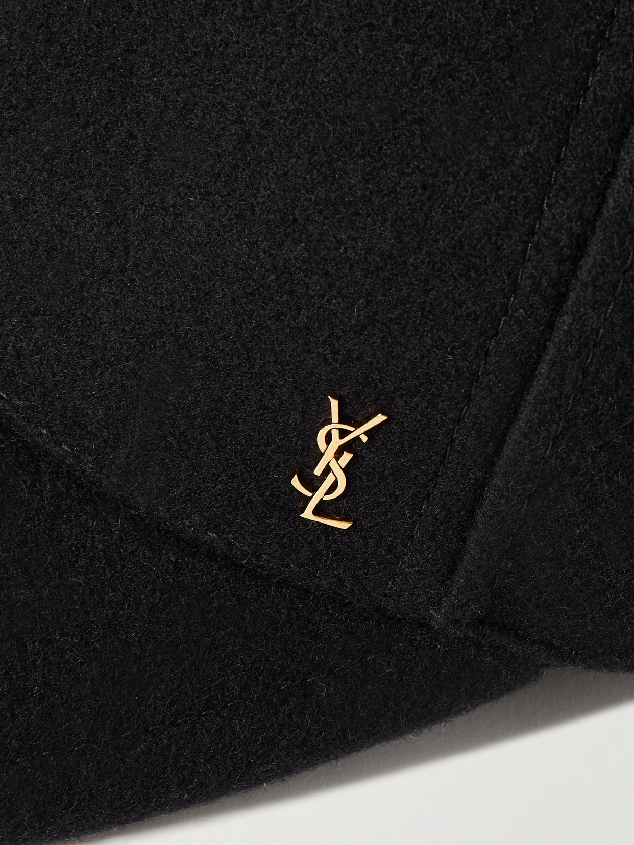 Saint Laurent Embellished Wool-felt Baseball Cap In Black