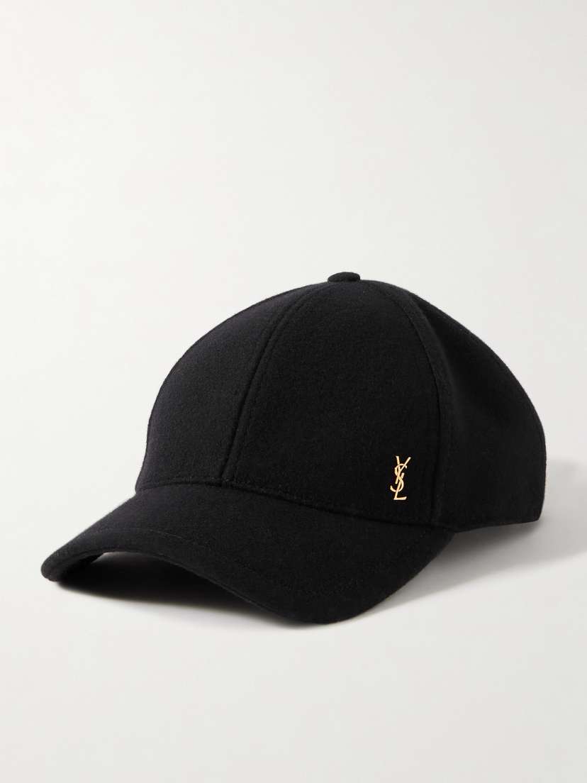 Saint Laurent Embellished Wool-felt Baseball Cap