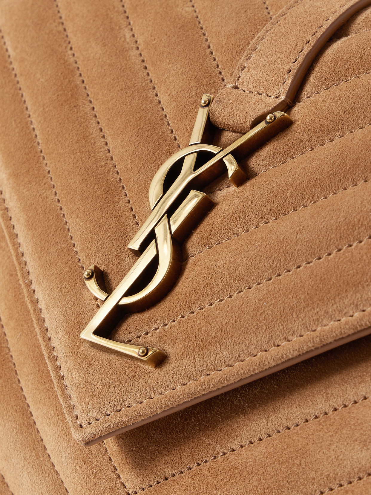 Shop Saint Laurent College Medium Chain Quilted Suede Shoulder Bag