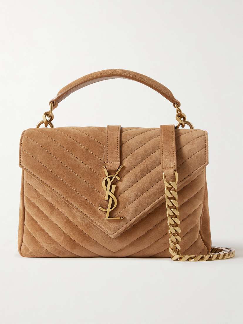 Saint Laurent College Medium Matelassé Suede Shoulder Bag