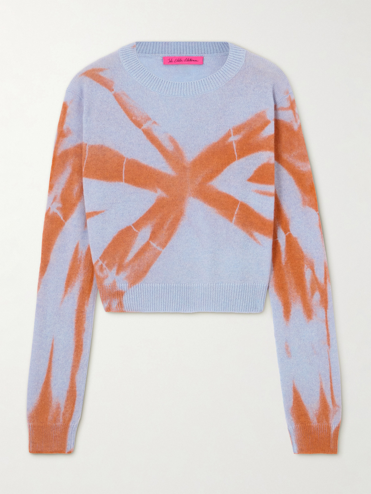 The Elder Statesman Mythic Tranquility Cropped Tie-dyed Cashmere Sweater In Multi