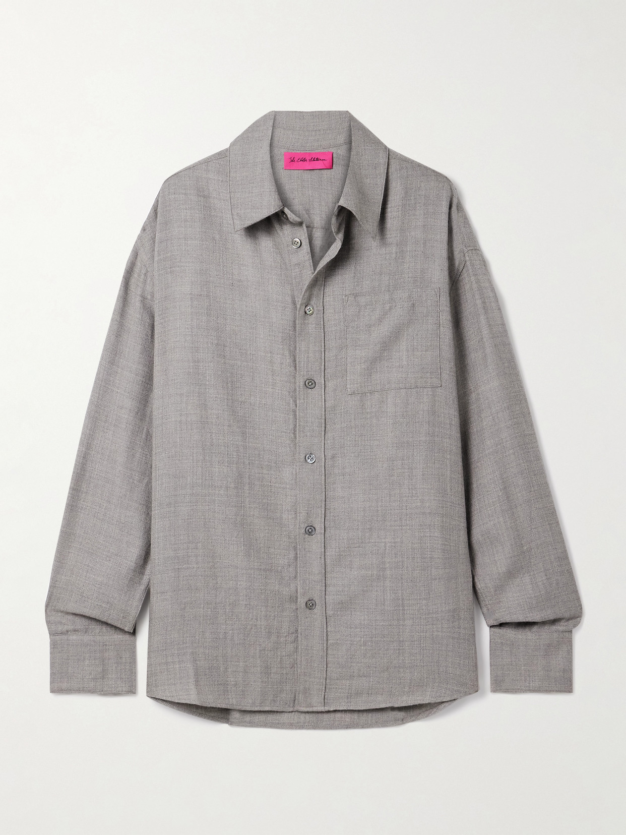 The Elder Statesman Oversized Wool And Cashmere-blend Shirt In Silver