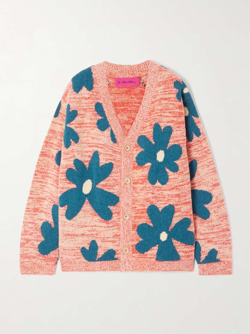 The Elder Statesman Floral Sun & Moon Jacquard-knit Cashmere-blend Chenille Cardigan