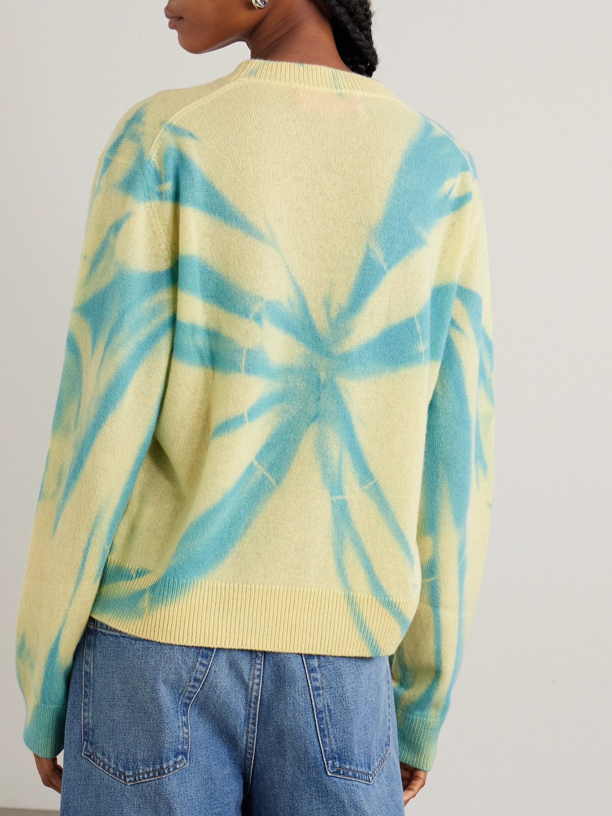 The Elder Statesman Mythic Tranquility Tie-dyed Cashmere Sweater In Gold