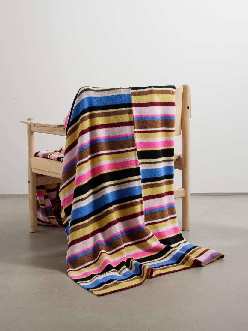 The Elder Statesman Striped Cashmere Blanket