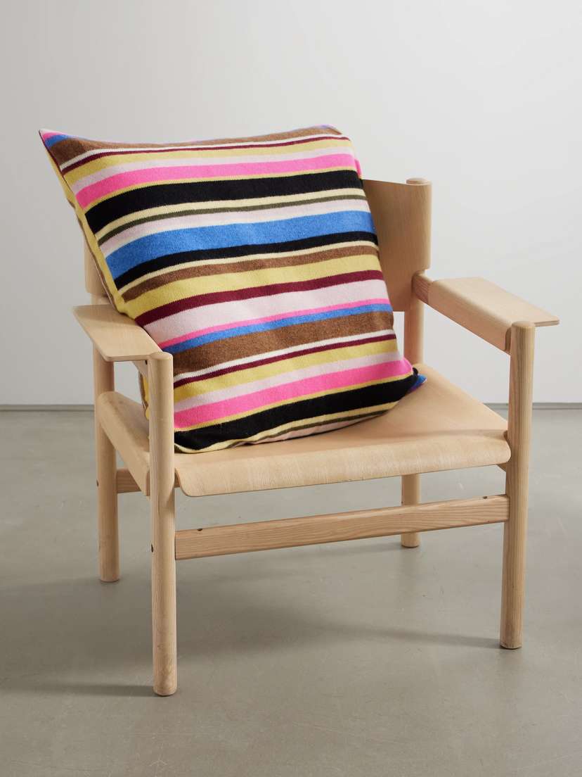 The Elder Statesman Striped Cashmere Pillow