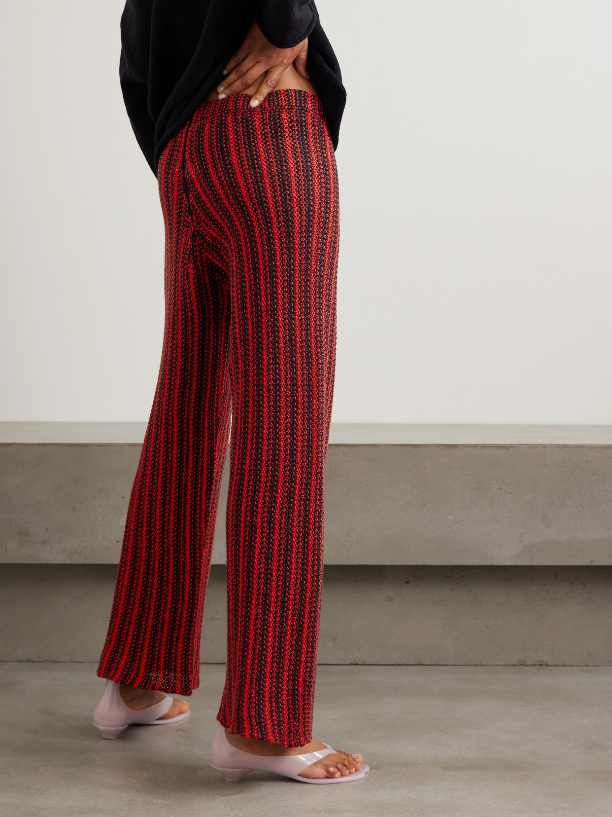 The Elder Statesman Nora Lite Open-knit Cotton Wide-leg Pants