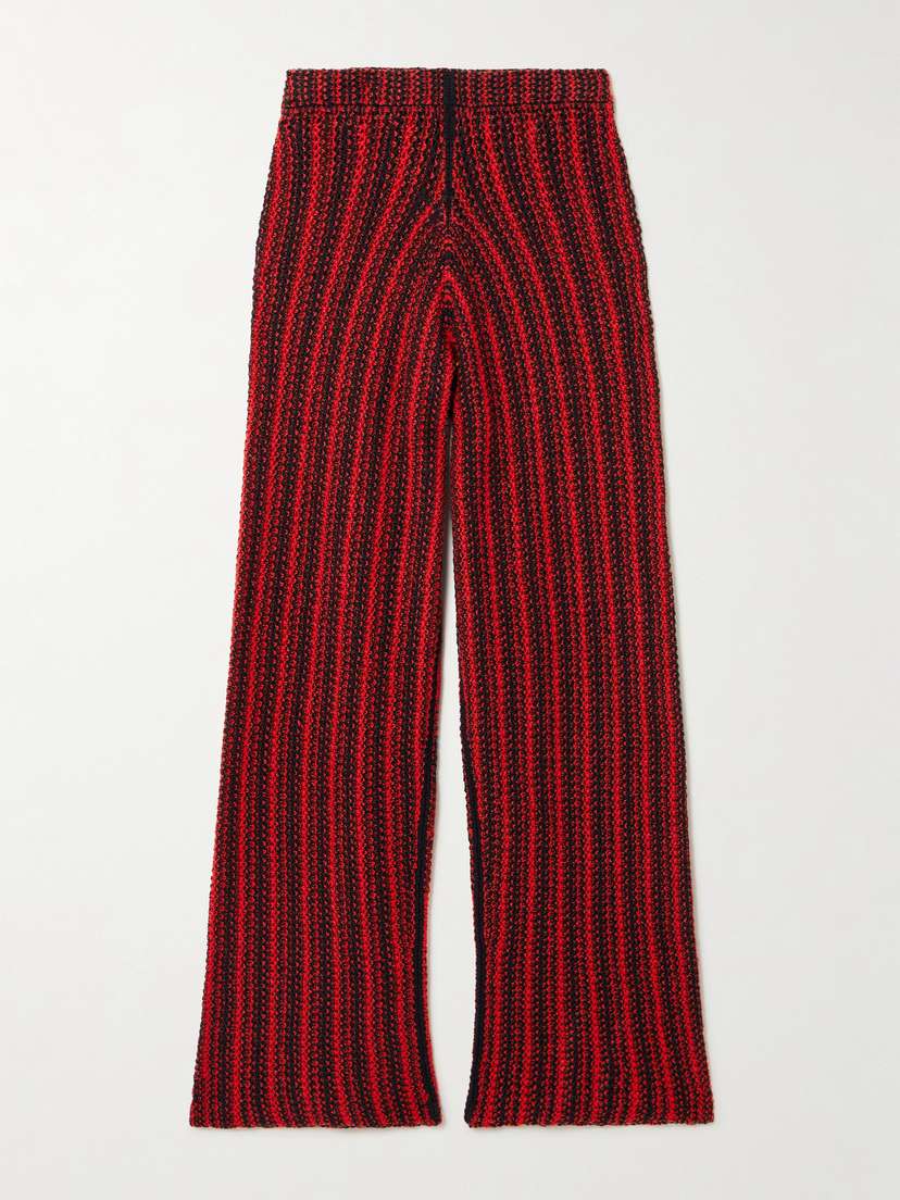 The Elder Statesman Nora Lite Open-knit Cotton Wide-leg Pants
