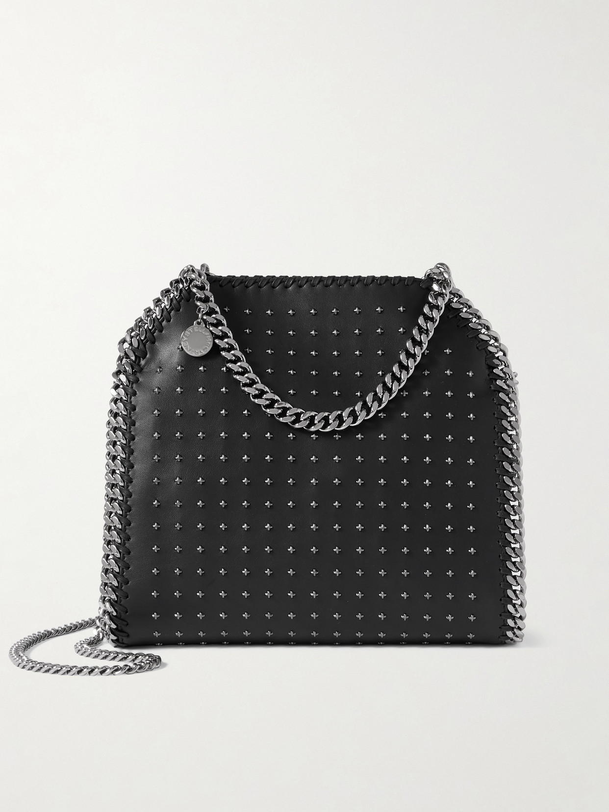 Stella Mccartney The Falabella Mini Studded Shoulder Bag In Black
