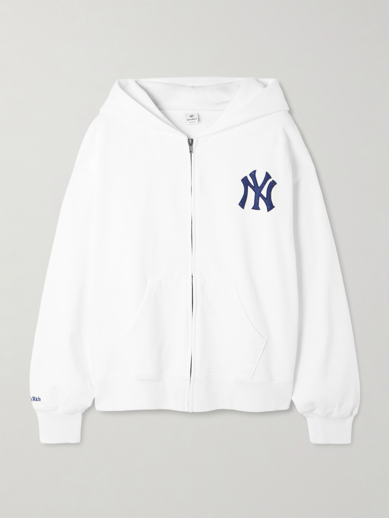 Sporty And Rich + '47 And New York Yankees Appliquéd Cotton-jersey Hoodie In White