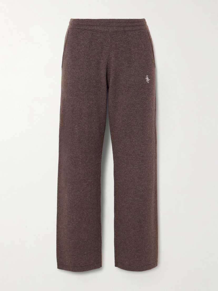 Sporty & Rich Src Embroidered Cashmere And Wool-blend Pants