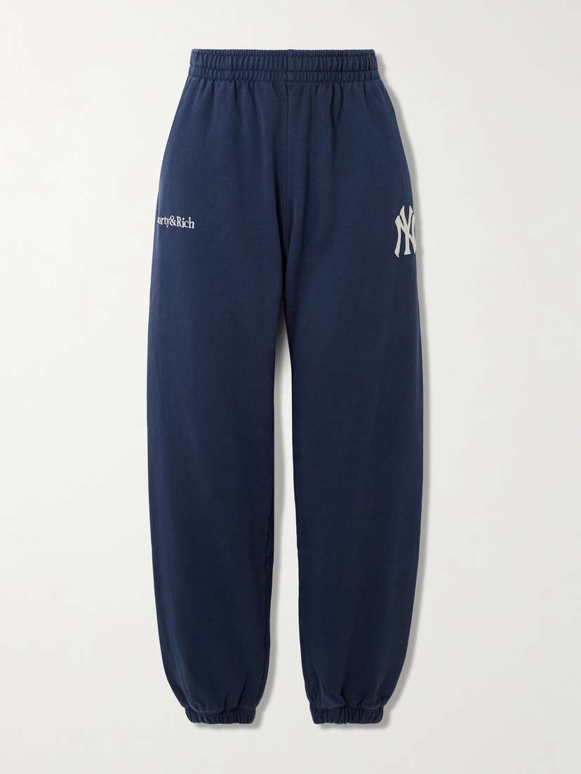 Sporty & Rich + '47 And New York Yankees Appliquéd Embroidered Cotton-jersey Track Pants