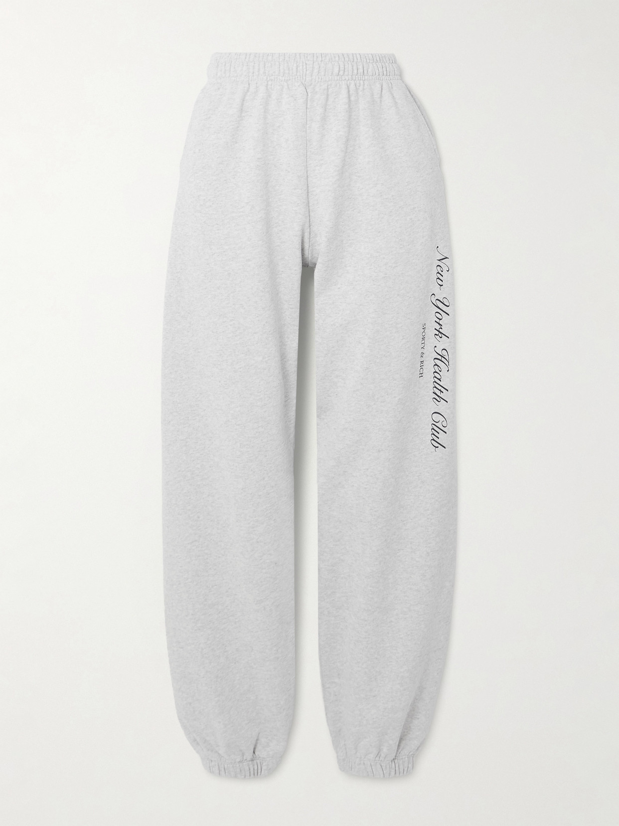 Sporty And Rich Printed Cotton-jersey Sweatpants In Gray