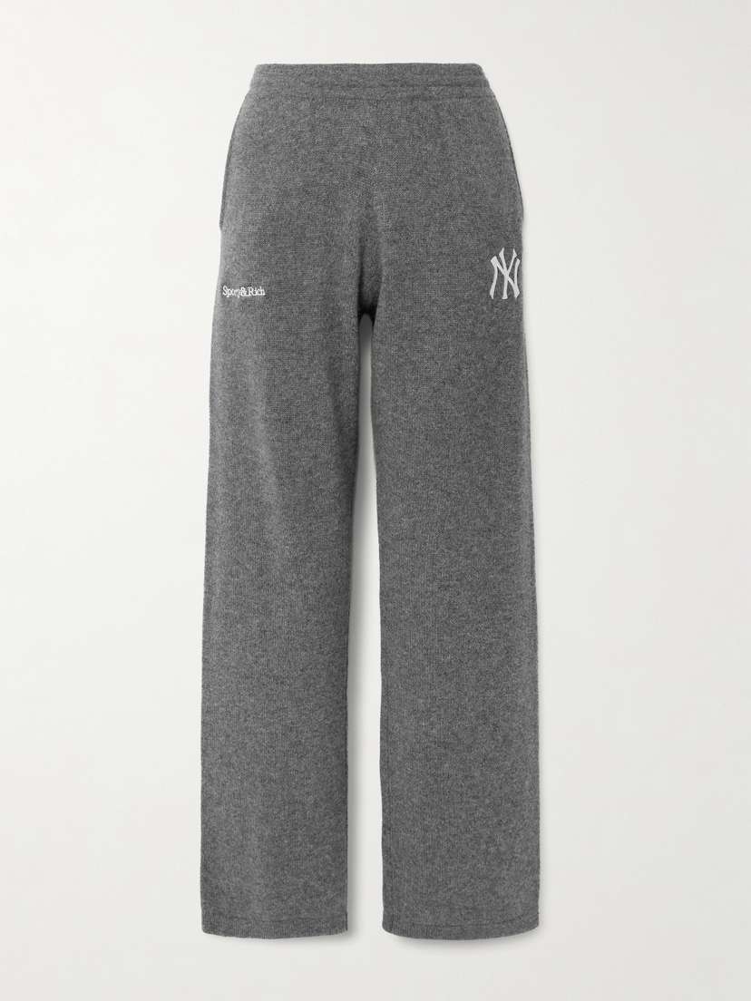 Sporty & Rich + '47 And New York Yankees Embroidered Cashmere And Wool-blend Track Pants