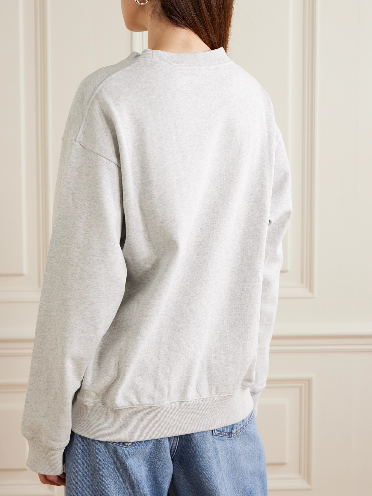 Health Is Wealth Printed Cotton-Jersey Sweatshirt