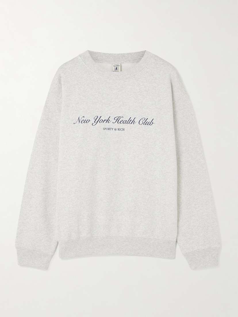 Sporty & Rich Health Is Wealth Printed Cotton-jersey Sweatshirt
