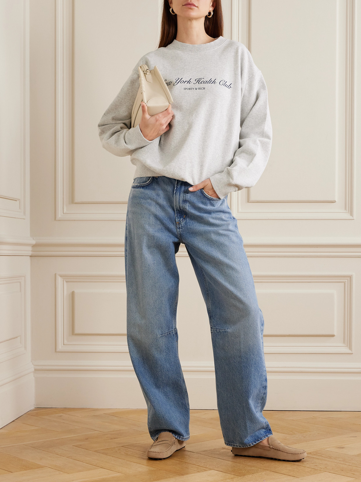Health Is Wealth Printed Cotton-Jersey Sweatshirt