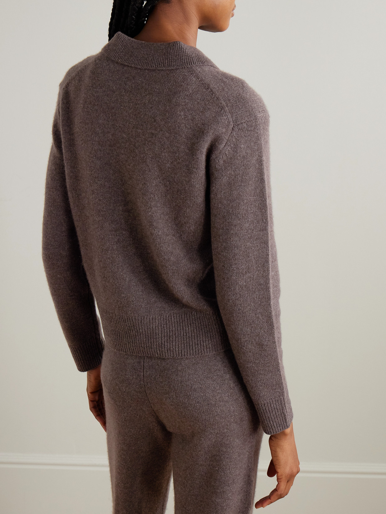 Src Embroidered Cashmere And Wool-Blend Polo Sweater