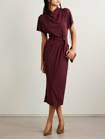 Brunello Cucinelli Belted draped jersey midi dress
