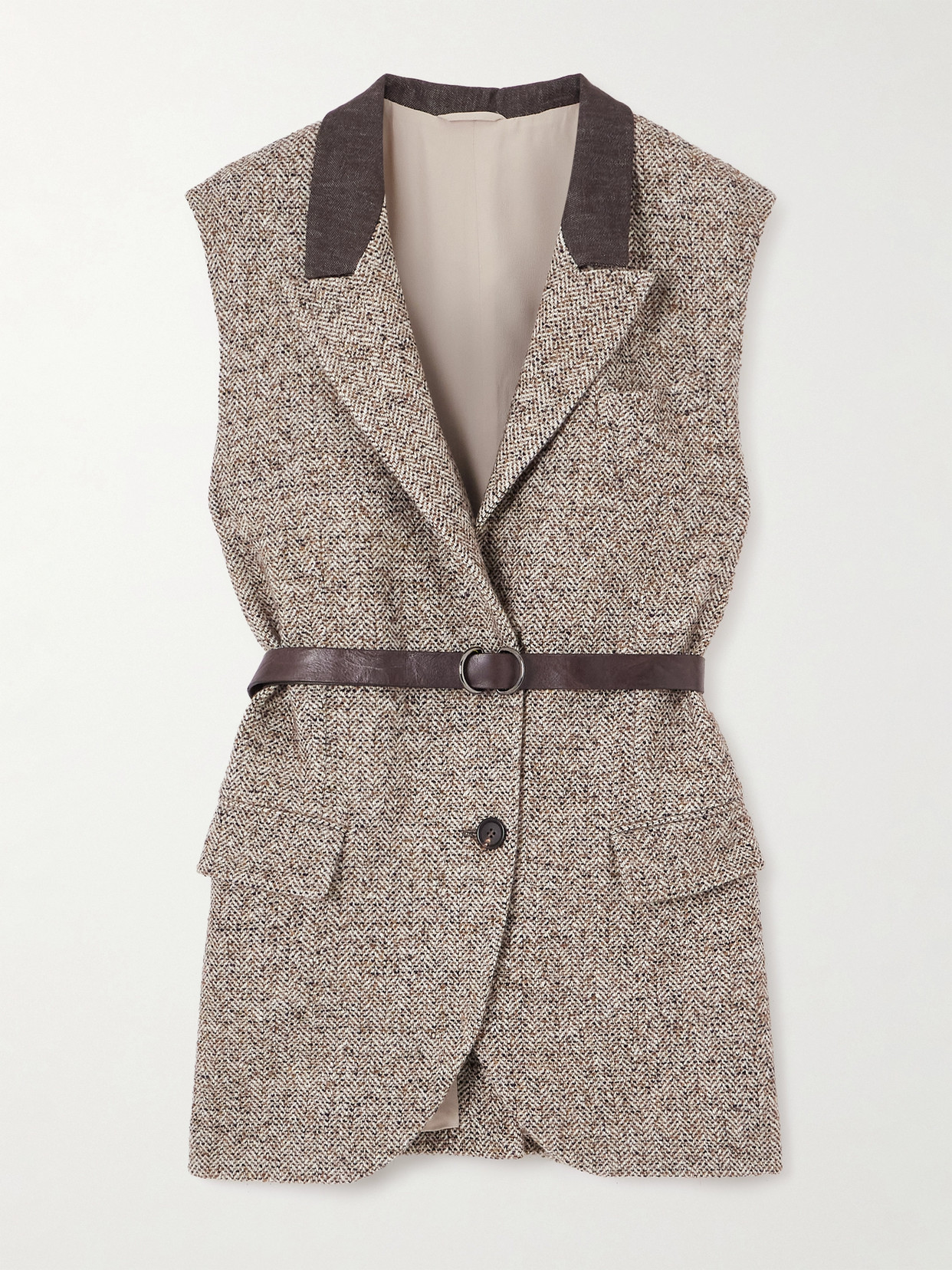 Brunello Cucinelli Belted Cashmere-blend Gilet