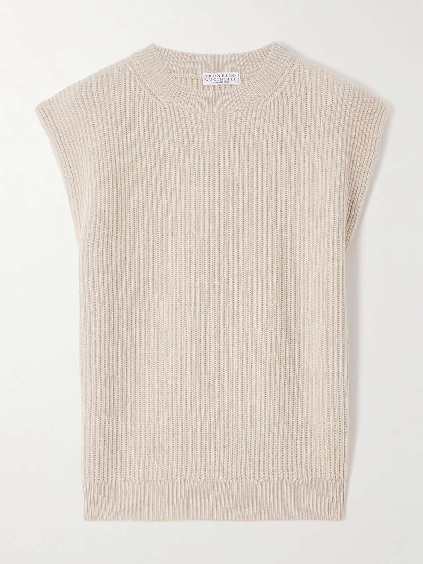 Brunello Cucinelli Ribbed Wool, Cashmere And Silk-blend Sweater