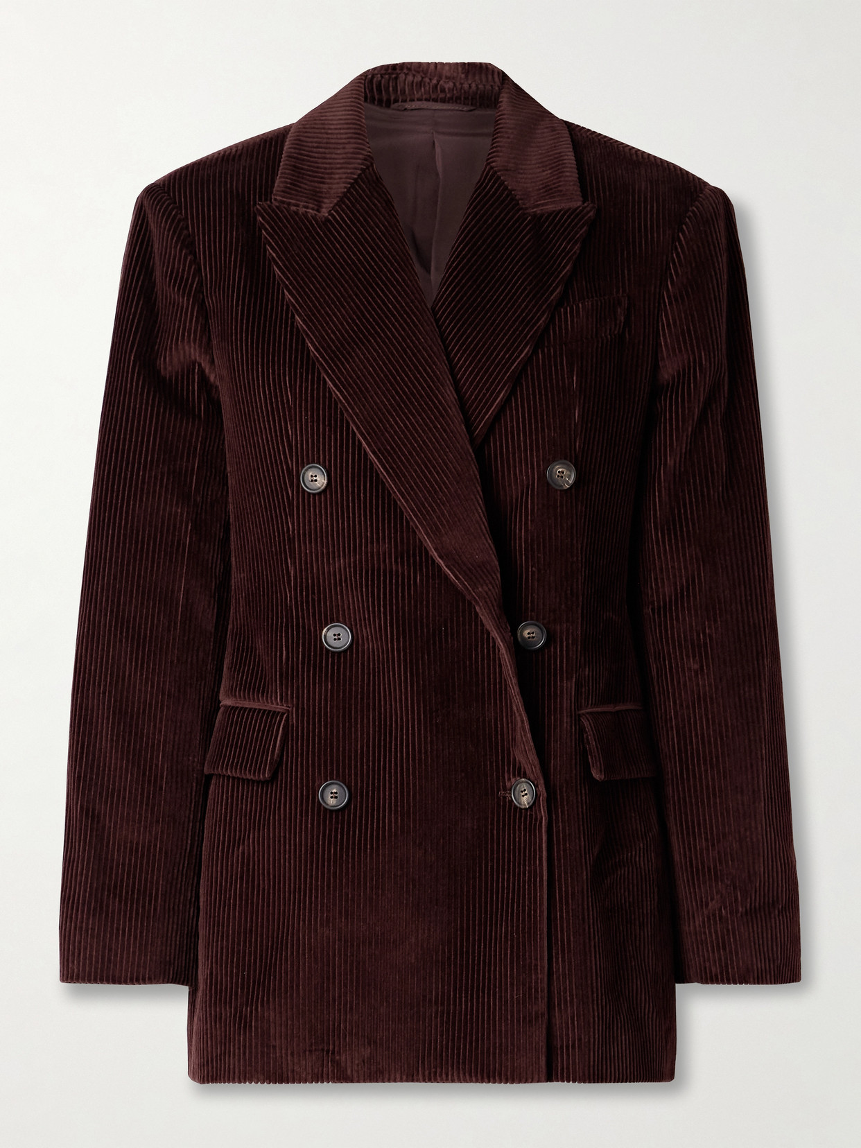 Brunello Cucinelli Oversized Double-breasted Cotton-corduroy Blazer In Burgundy