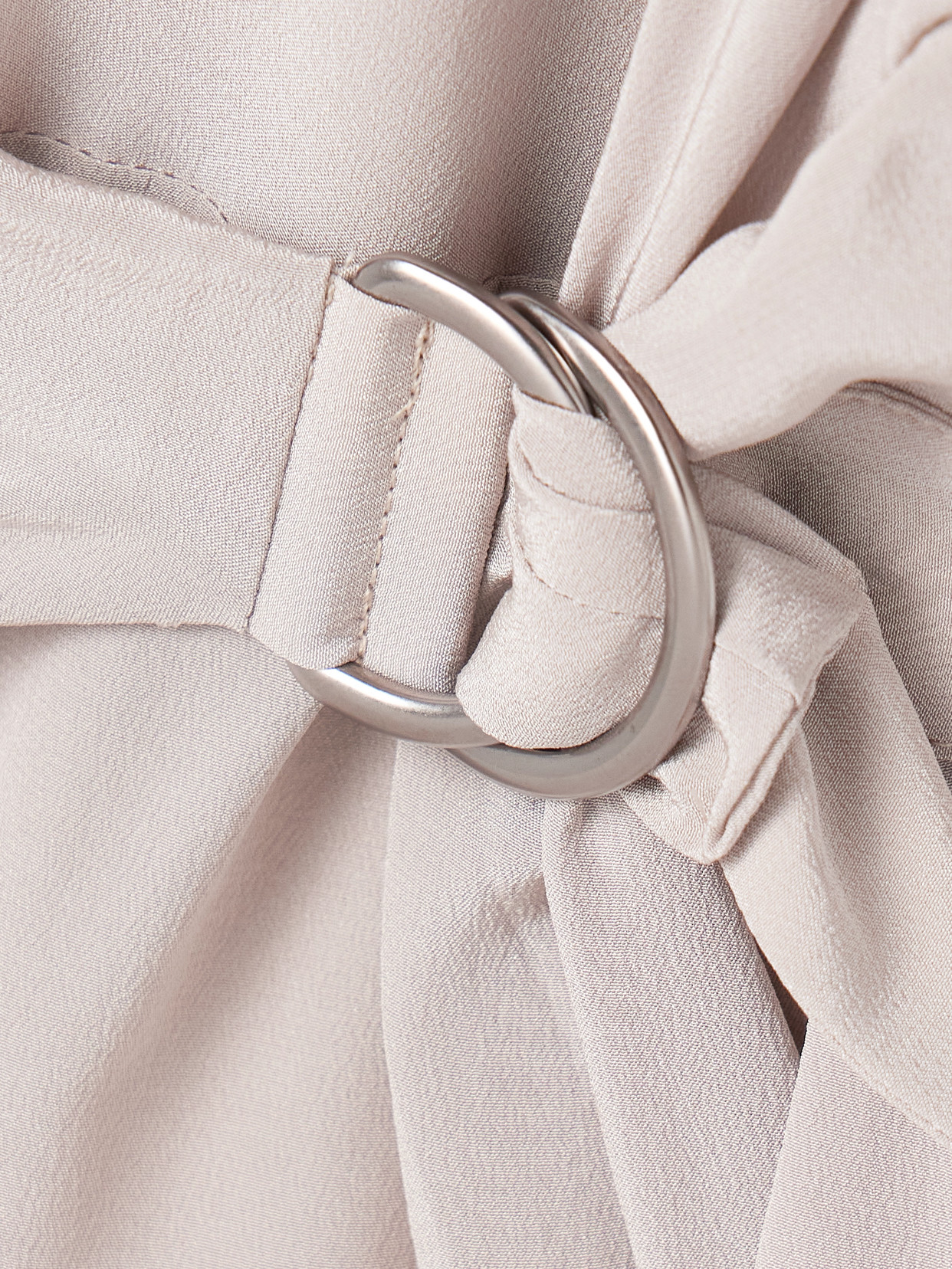 Brunello Cucinelli Buckle-embellished Draped Silk Crepe De Chine Top In Neutral