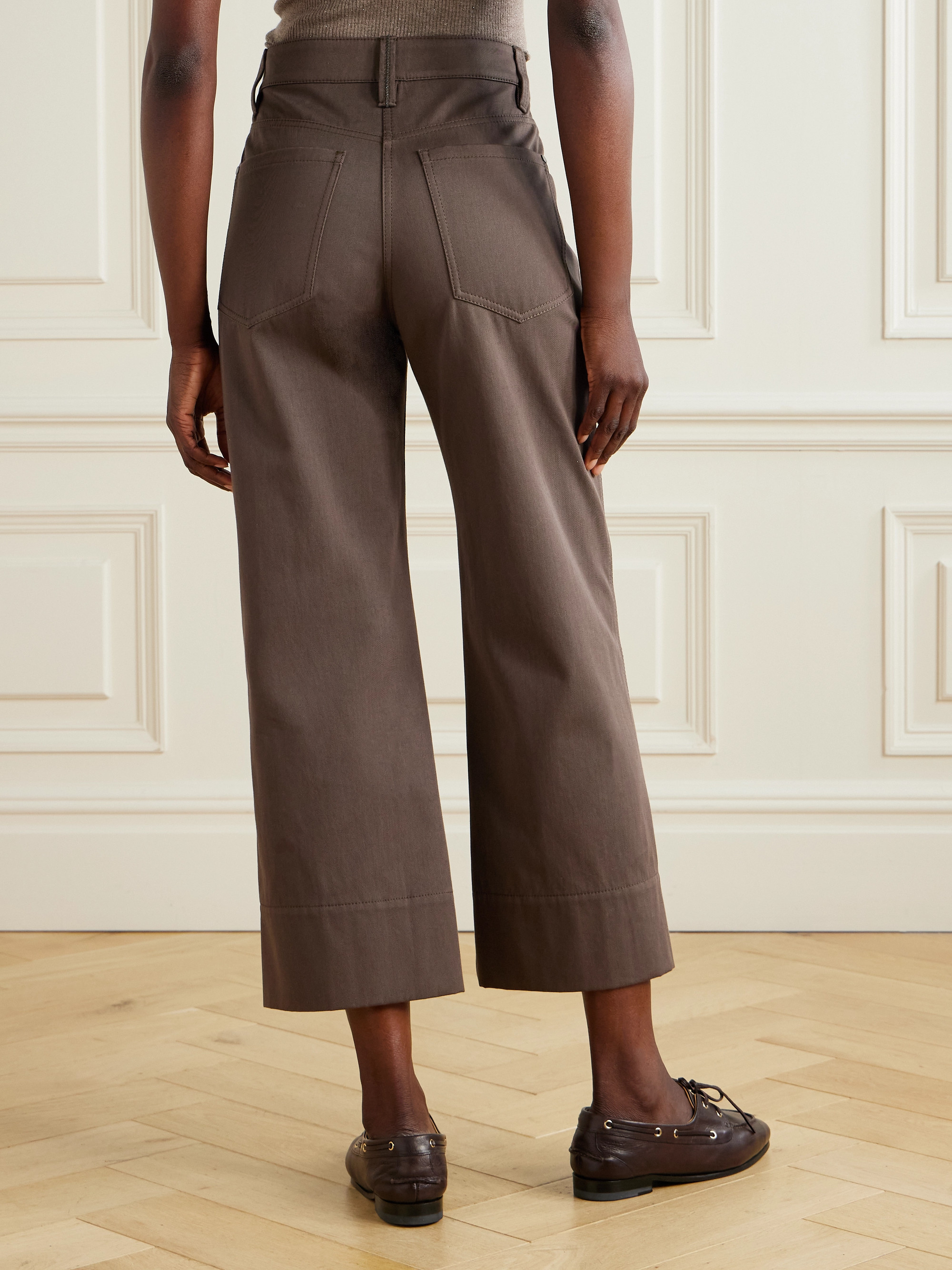 Brunello Cucinelli Cropped bead-embellished straight-leg jeans