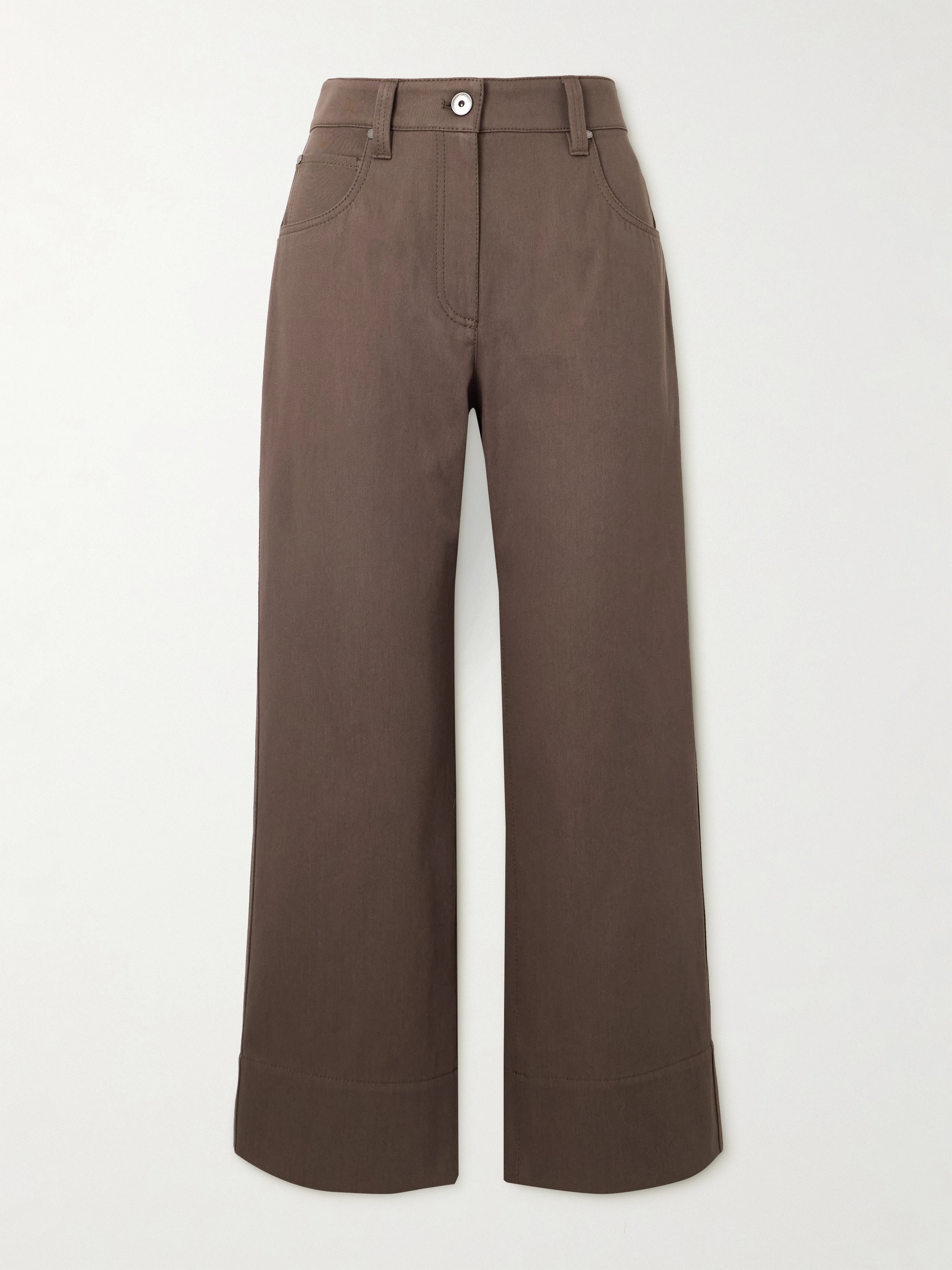 Brunello Cucinelli Cropped bead-embellished straight-leg jeans