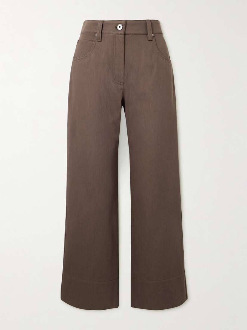 Brunello Cucinelli Cropped Bead-embellished Straight-leg Jeans