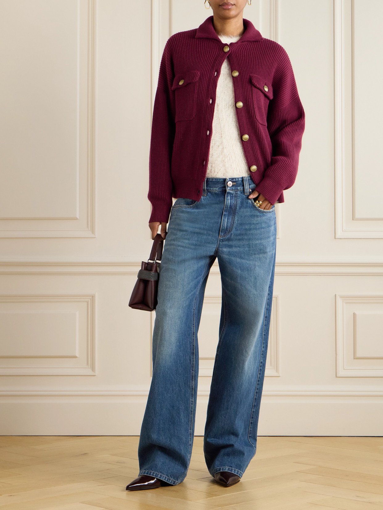 Brunello Cucinelli Ribbed Wool, Cashmere And Silk-blend Cardigan