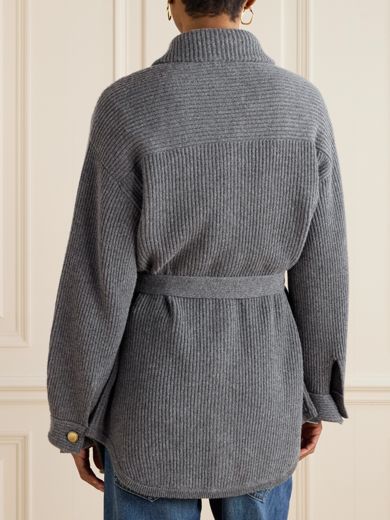 Brunello Cucinelli English Ribbed Cardigan Sweaters And Cardigans Gray In Gray