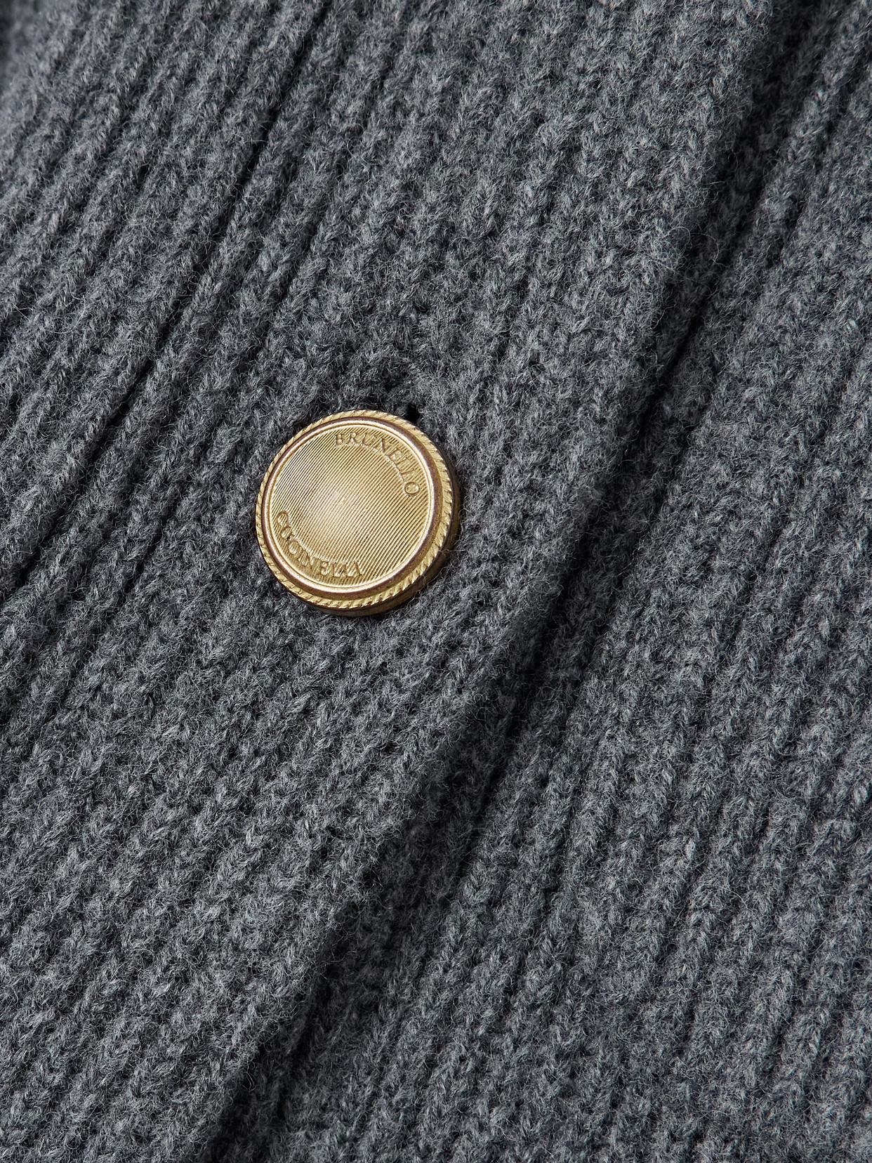 Brunello Cucinelli English Ribbed Cardigan Sweaters And Cardigans Gray In Gray