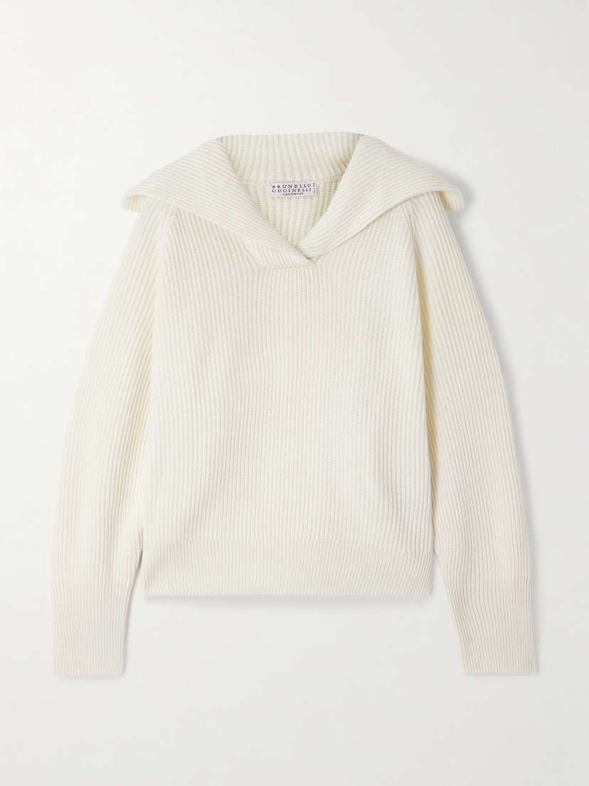 Brunello Cucinelli Ribbed Wool, Cashmere And Silk-blend Sweater