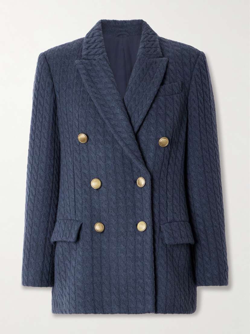 Brunello Cucinelli Double-breasted Cable-knit Cashmere Blazer