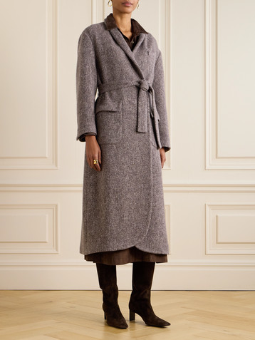 Brunello Cucinelli Belted wool and cashmere-blend bouclé coat