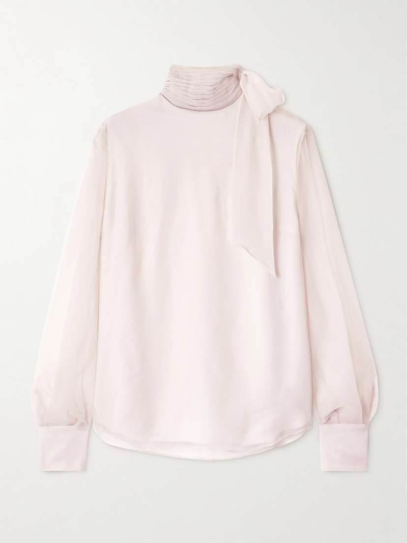 Brunello Cucinelli Pussy-bow Silk-organza Blouse