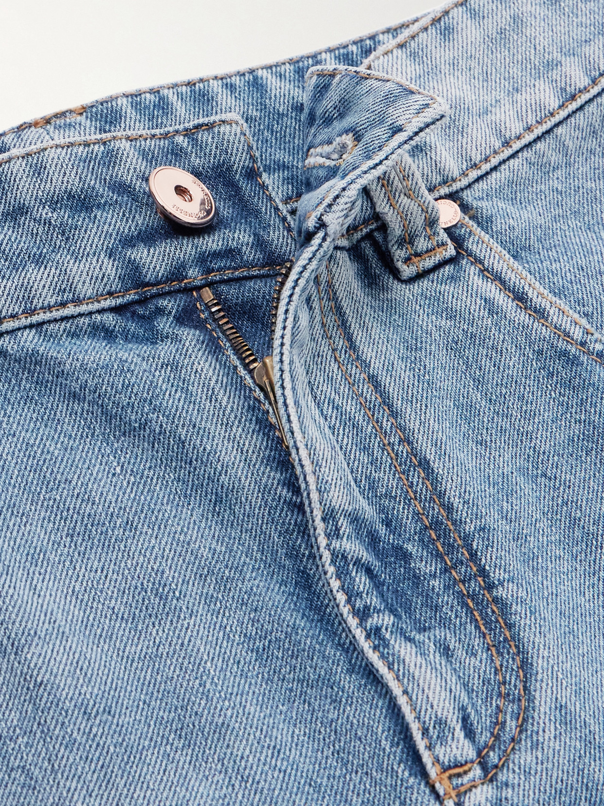 Bead-Embellished Cropped Straight-Leg Jeans