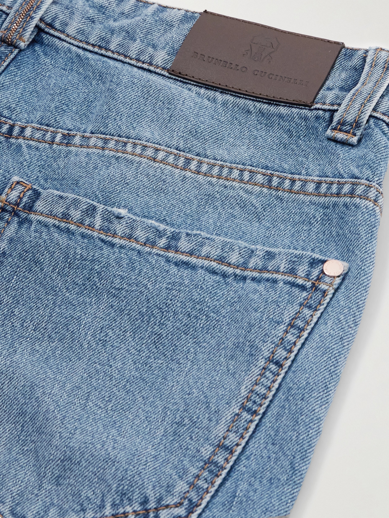 Bead-Embellished Cropped Straight-Leg Jeans