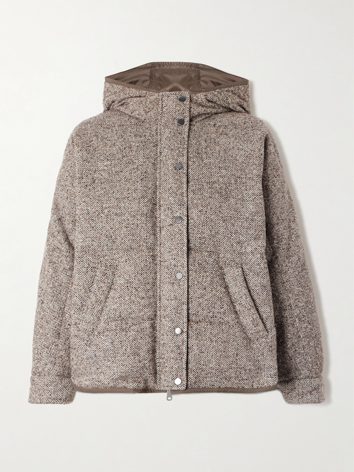 Brunello Cucinelli Padded Wool-blend Bomber Jacket In Neutral
