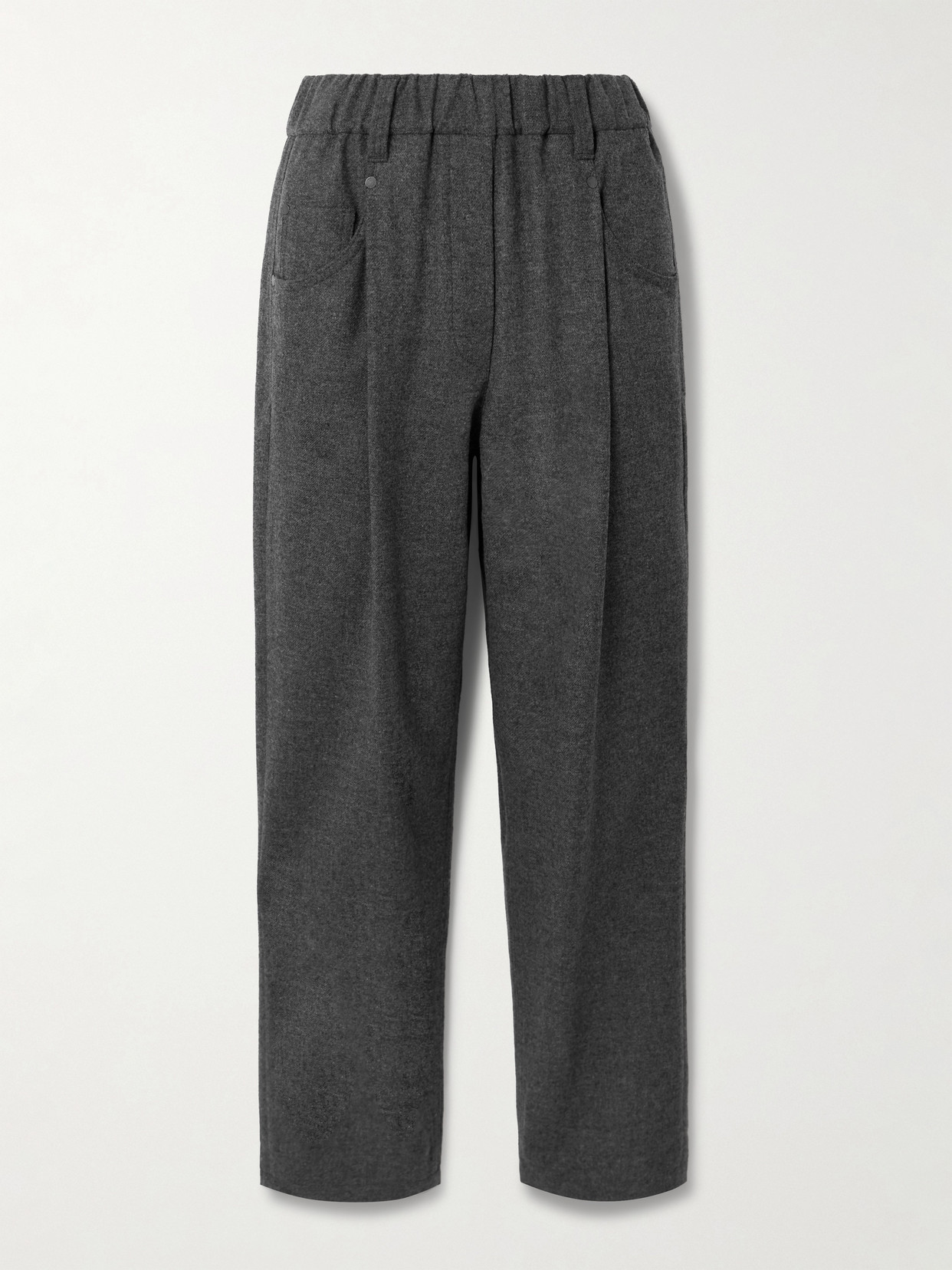 Brunello Cucinelli Cropped Pleated Virgin Wool And Cashmere-blend Pants