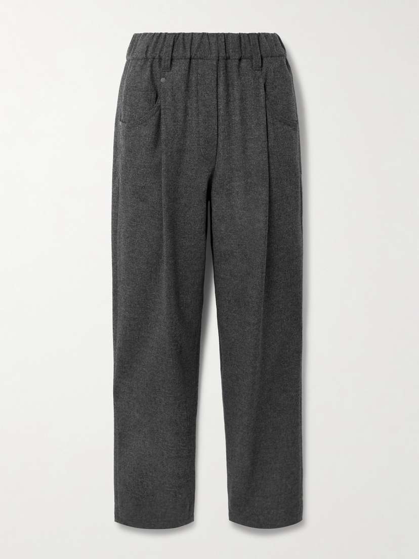 Brunello Cucinelli Cropped Pleated Virgin Wool And Cashmere-blend Pants